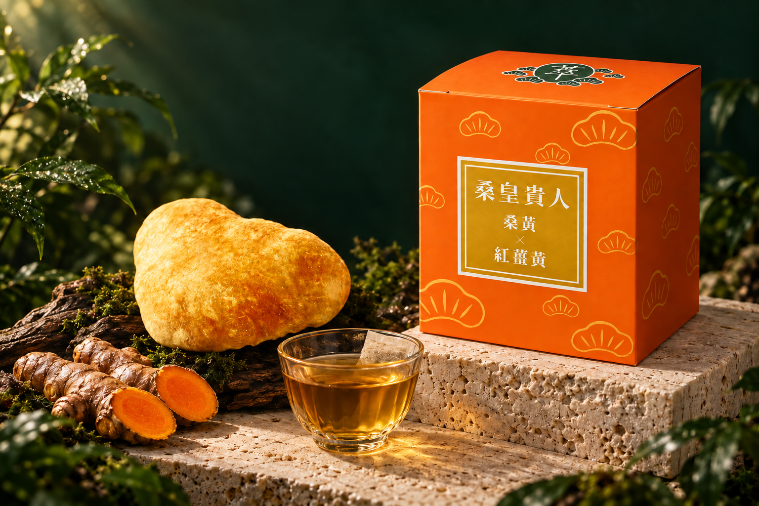 桑皇貴人茶盒與溫潤茶湯的自然氛圍情境